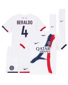Paris Saint-Germain Lucas Beraldo #4 Maglia Gara Trasferta Repliche 2025-26 Bambino Maniche Corte